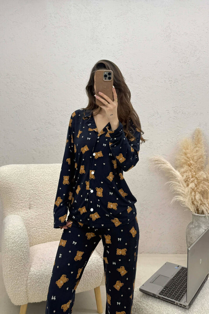 TEDDY BEAR DESIGN SHIRT+TROUSERS WOMEN PYJAMAS BLUE/BLU - 6