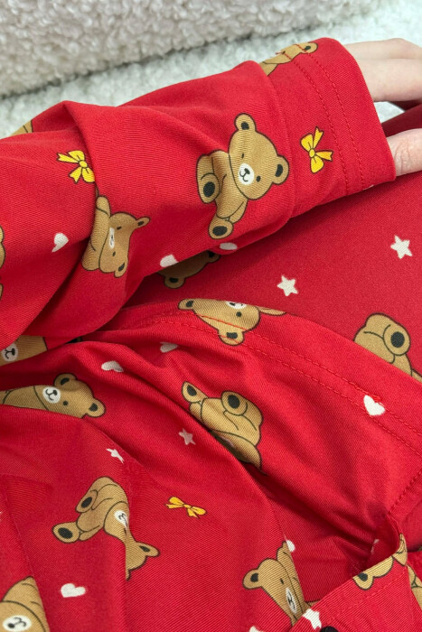 TEDDY BEAR DESIGN SHIRT+TROUSERS WOMEN PYJAMAS RED/E KUQE - 4