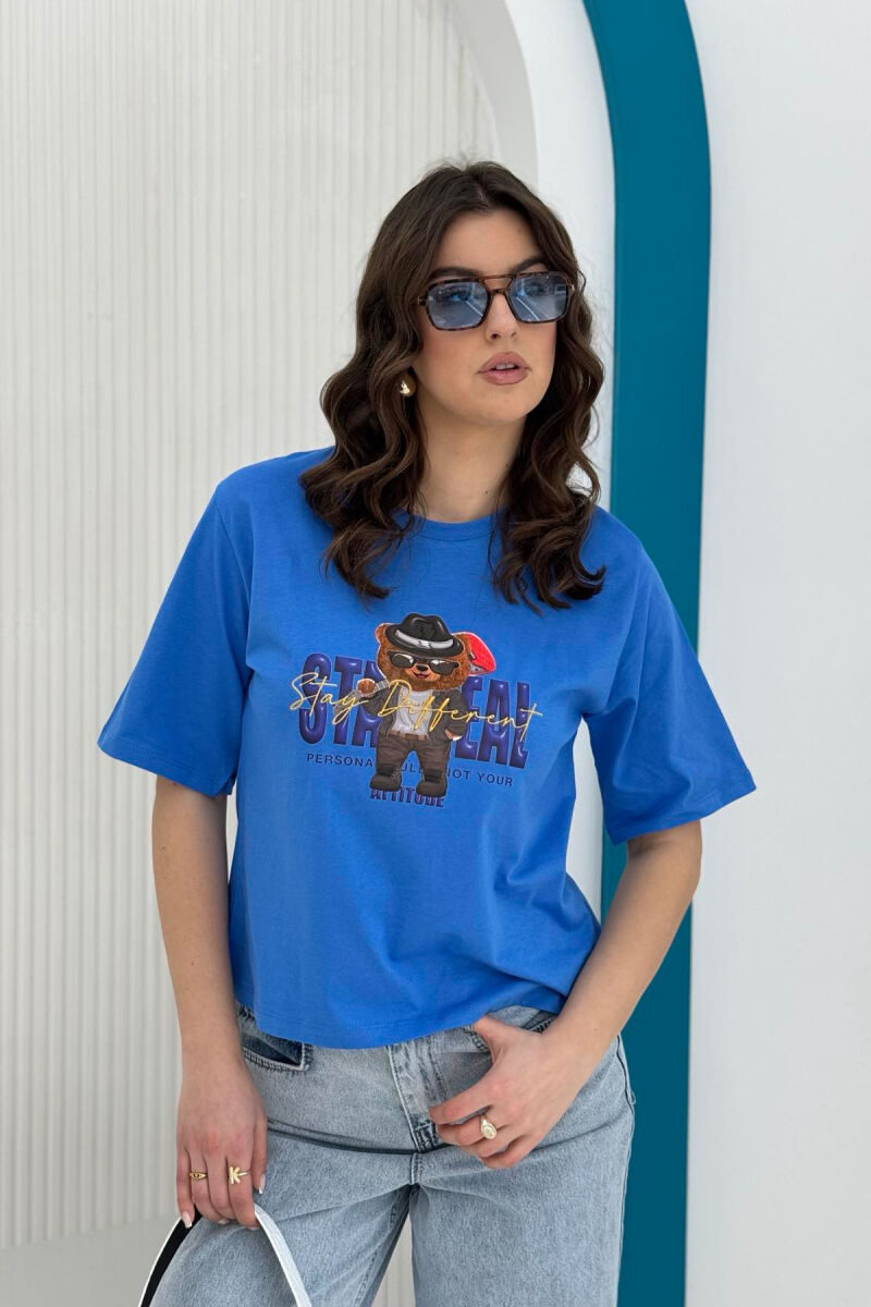 TEDDY BEAR DESIGN WOMEN T-SHIRT BLUE/BLU - 2