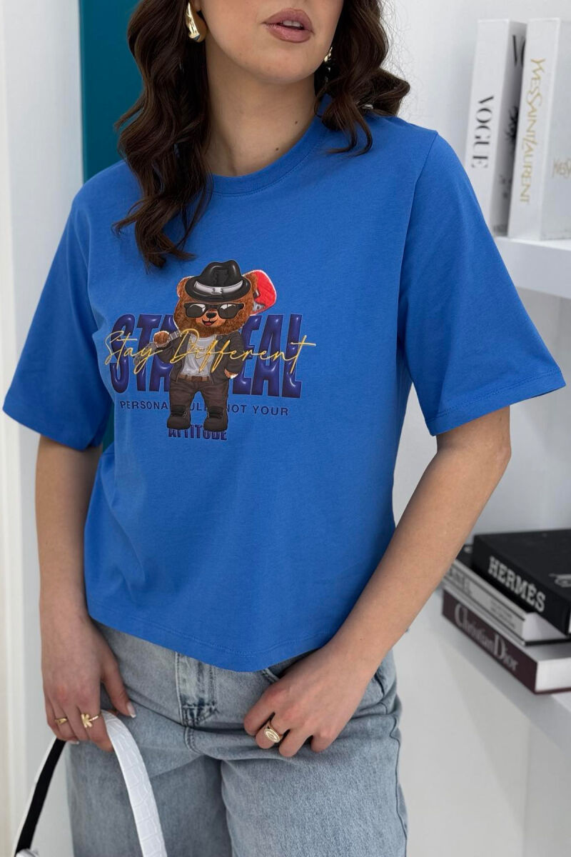 TEDDY BEAR DESIGN WOMEN T-SHIRT BLUE/BLU - 3