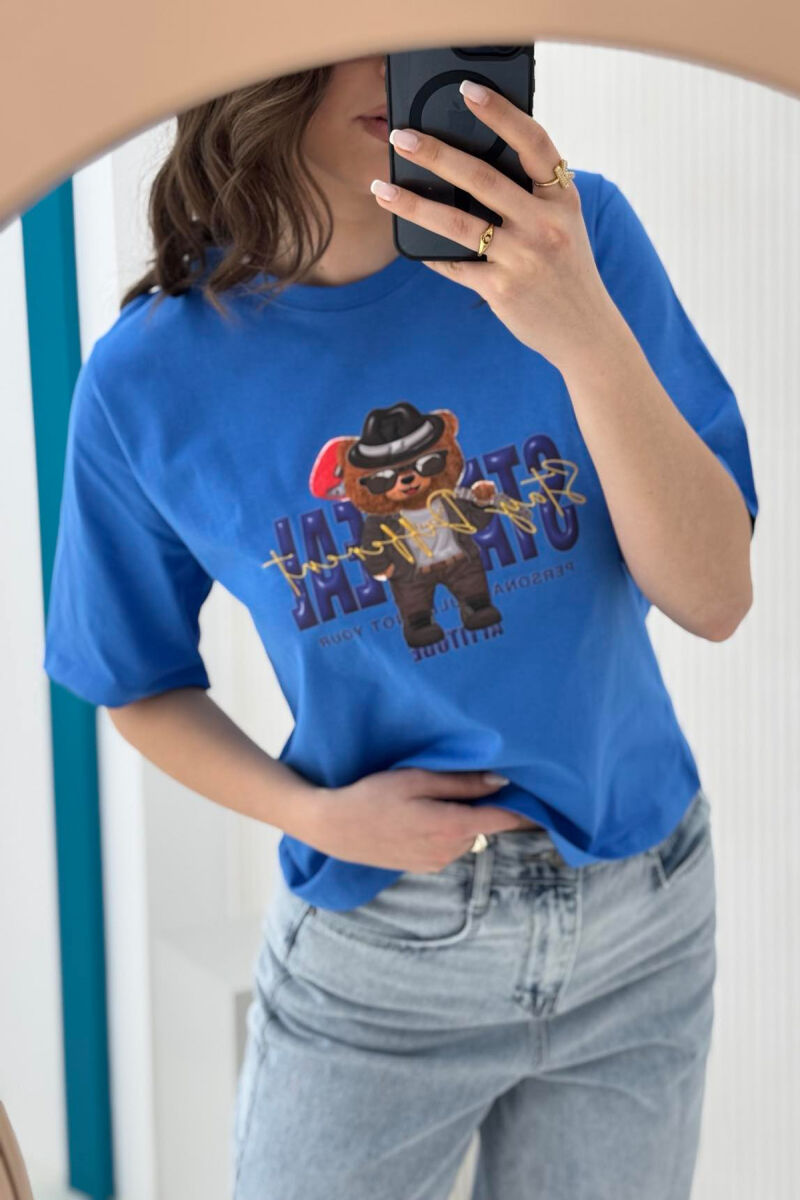 TEDDY BEAR DESIGN WOMEN T-SHIRT BLUE/BLU - 5