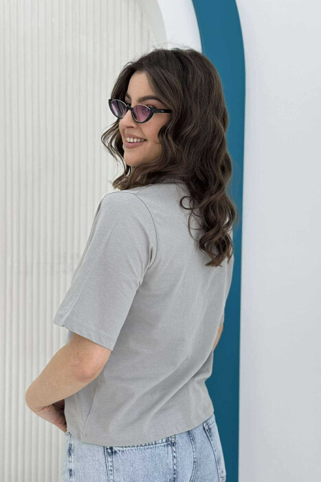TEDDY BEAR DESIGN WOMEN T-SHIRT GREY/GRI - 5