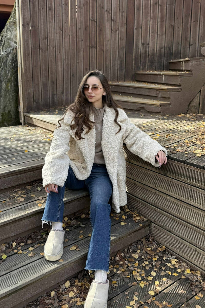 TEDDY BEAR ONE COLOR WOMEN JACKET BEIGE/BEZHE - 1