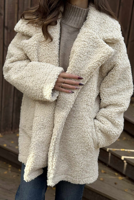 TEDDY BEAR ONE COLOR WOMEN JACKET BEIGE/BEZHE - 2