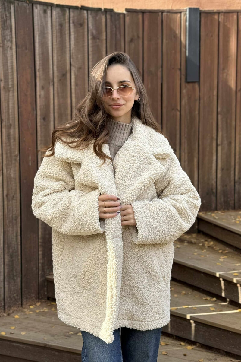 TEDDY BEAR ONE COLOR WOMEN JACKET BEIGE/BEZHE - 3