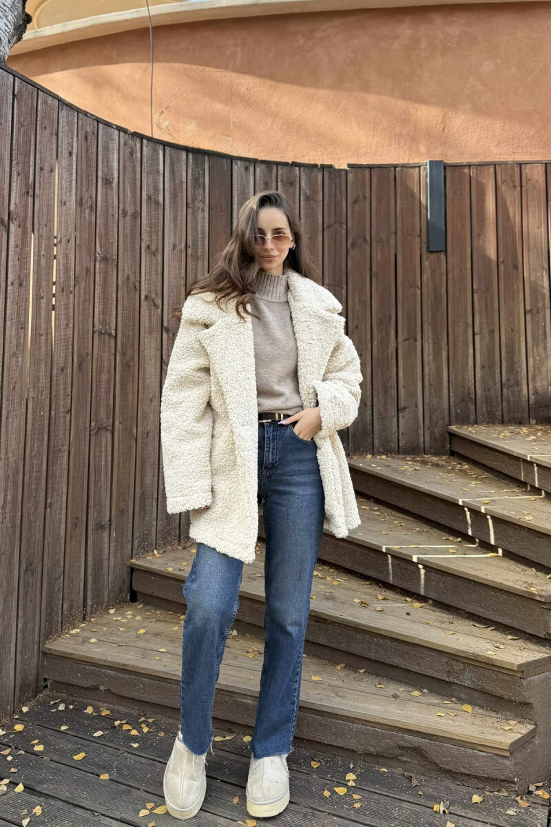 TEDDY BEAR ONE COLOR WOMEN JACKET BEIGE/BEZHE - 4