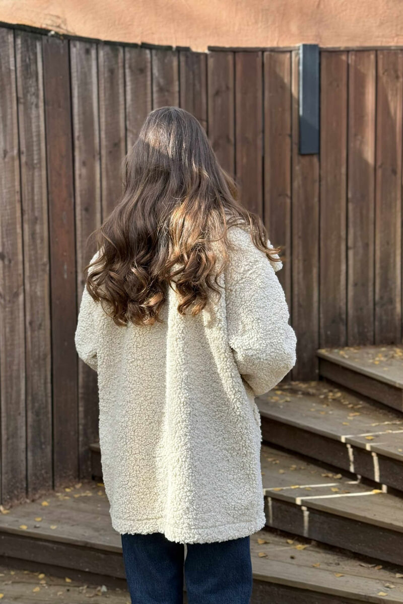 TEDDY BEAR ONE COLOR WOMEN JACKET BEIGE/BEZHE - 5