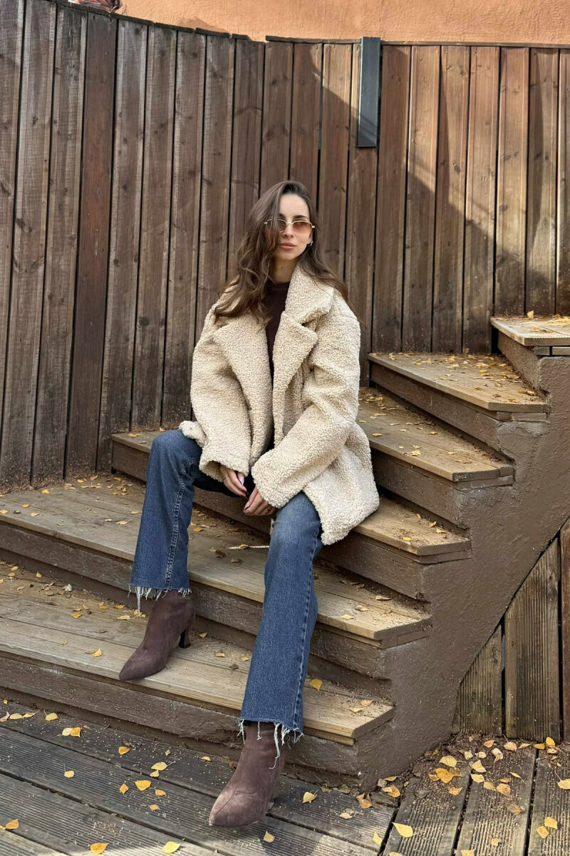 TEDDY BEAR ONE COLOR WOMEN JACKET DARK BEIGE/BEZHE ERRET - 1