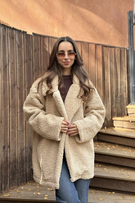 TEDDY BEAR ONE COLOR WOMEN JACKET DARK BEIGE/BEZHE ERRET - 2