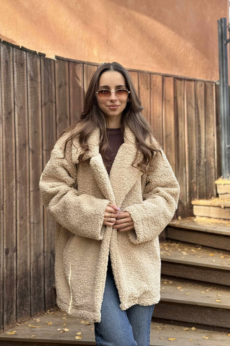 TEDDY BEAR ONE COLOR WOMEN JACKET DARK BEIGE/BEZHE ERRET - 2