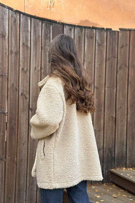 TEDDY BEAR ONE COLOR WOMEN JACKET DARK BEIGE/BEZHE ERRET - 5