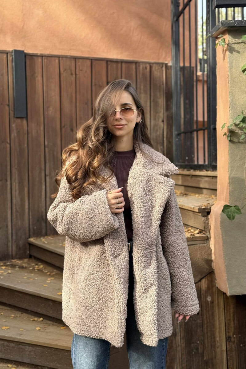 TEDDY BEAR ONE COLOR WOMEN JACKET LIGHT BROWN/KAZB - 2