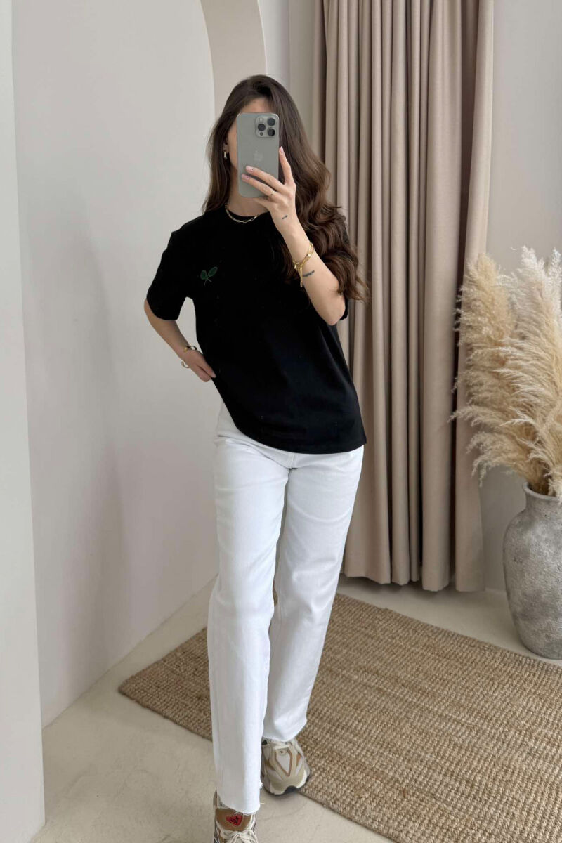 TENNIS RACKET SMALL LOGO WOMEN T-SHIRT BLACK/ E ZEZE - 2