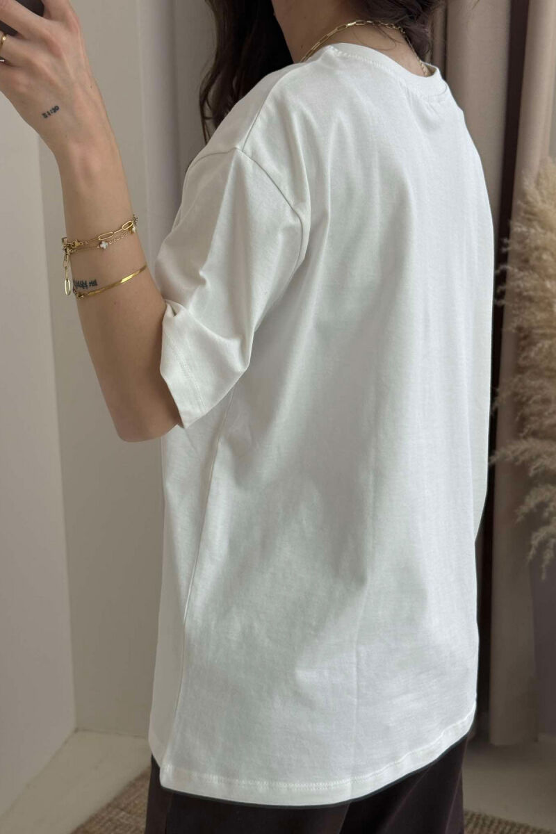 TENNIS RACKET SMALL LOGO WOMEN T-SHIRT WHITE-E BARDHE - 4