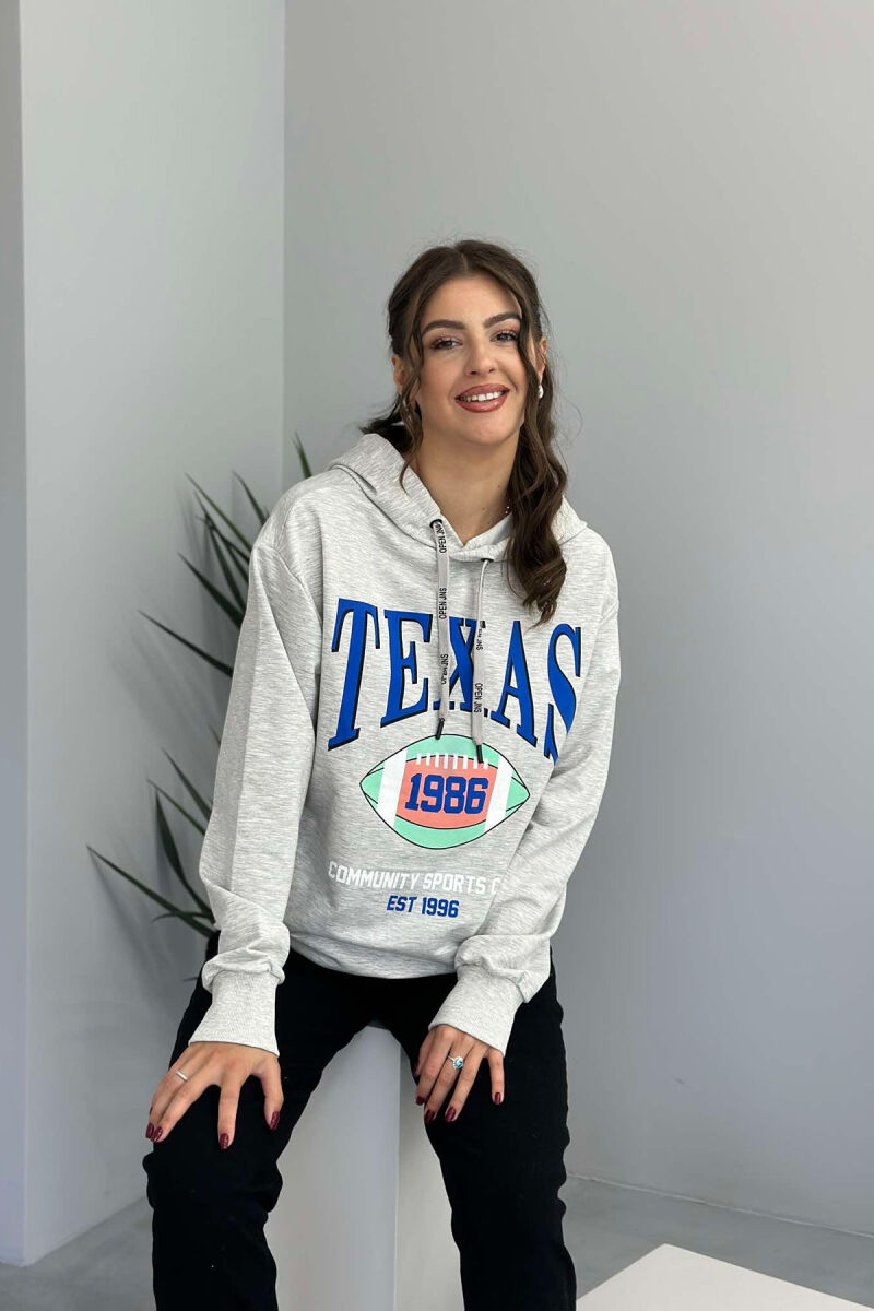 TEXAS FRONT DESIGN WOMEN HOODIE LIGHT GREY/GZ - 3