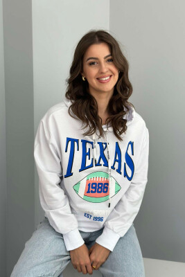 TEXAS FRONT DESIGN WOMEN HOODIE WHITE-E BARDHE 