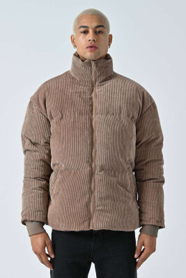 TEXTURED MEN PUFFER JACKET BROWN/KAFE 