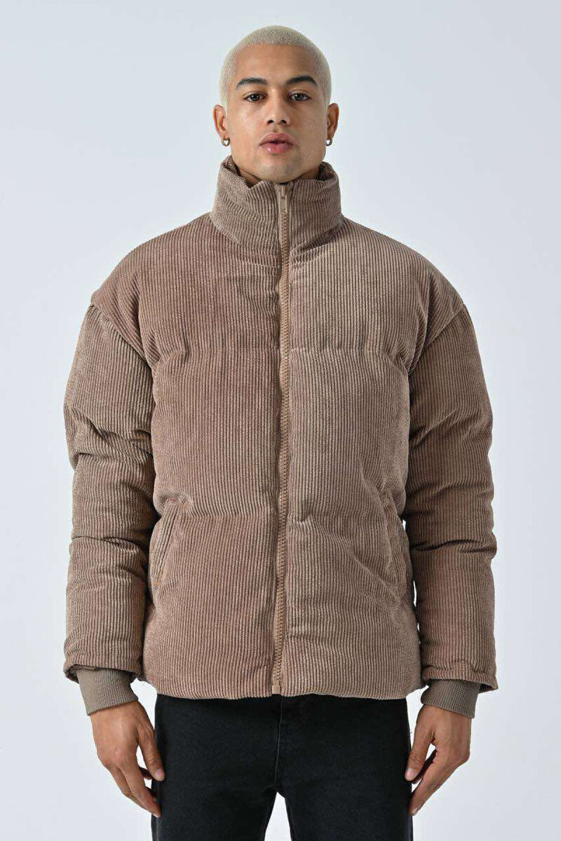 TEXTURED MEN PUFFER JACKET BROWN/KAFE - 1