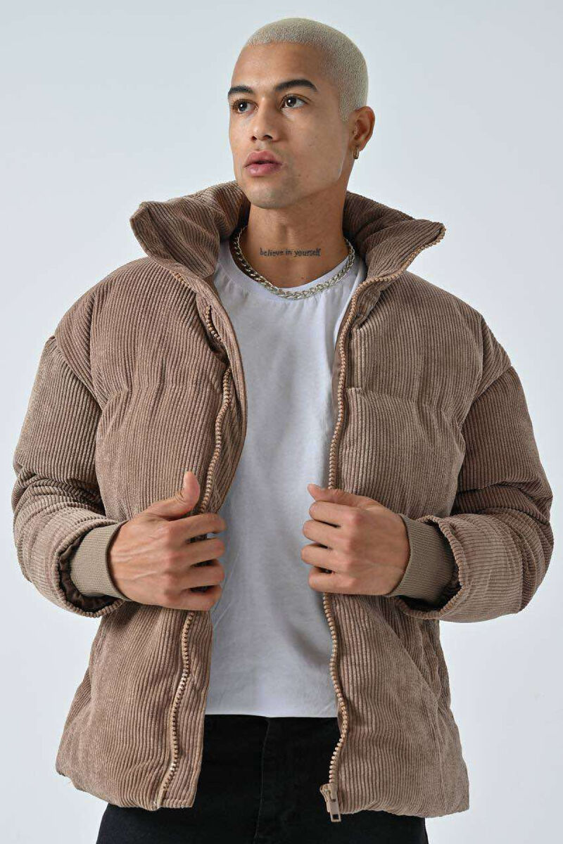 TEXTURED MEN PUFFER JACKET BROWN/KAFE - 2