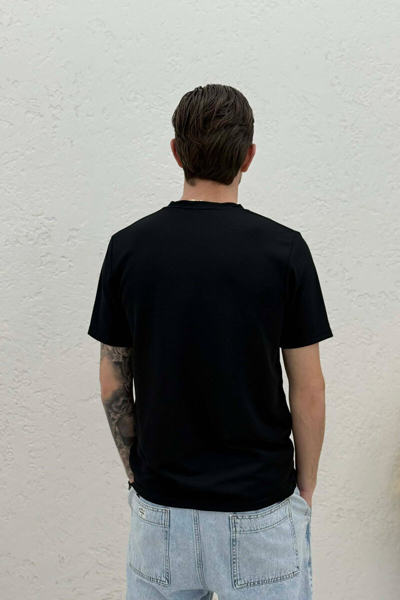 TEXTURED ONE COLOR MEN T-SHIRT BLACK/ E ZEZE - 4