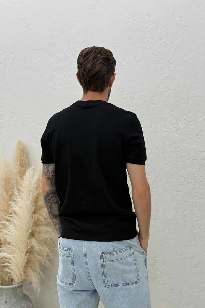 TEXTURED ROUND NECK MEN T-SHIRT BLACK/ E ZEZE - 2