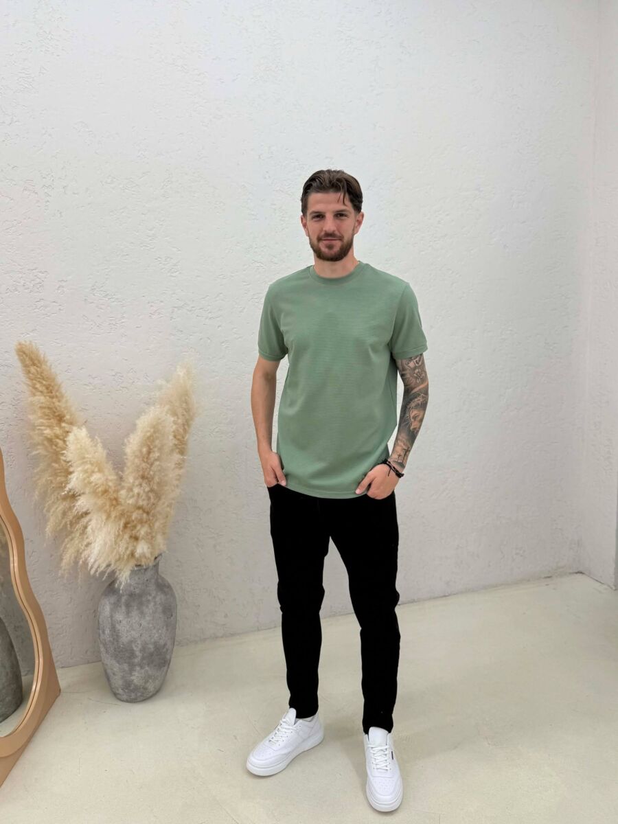 TEXTURED ROUND NECK MEN T-SHIRT MINT/MENTE - 3