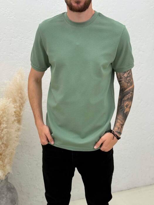 TEXTURED ROUND NECK MEN T-SHIRT MINT/MENTE - 4