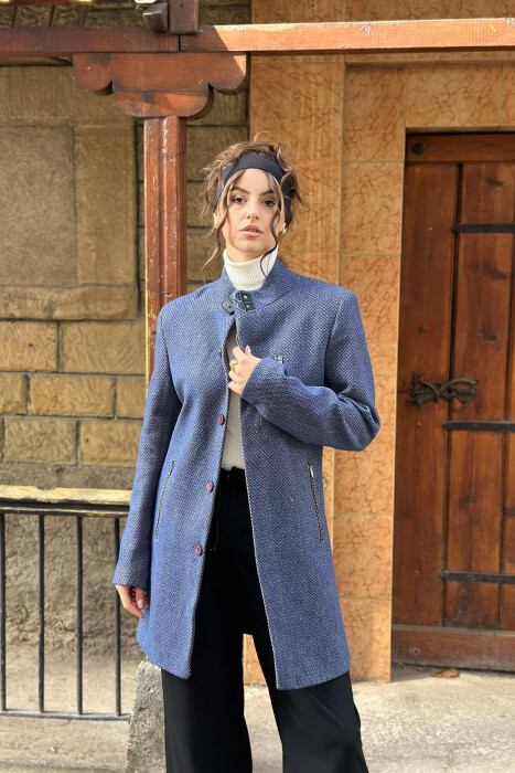 TEXTURED WOMEN COAT BLUE/BLU 