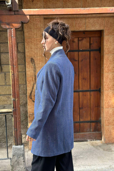 TEXTURED WOMEN COAT BLUE/BLU - 2