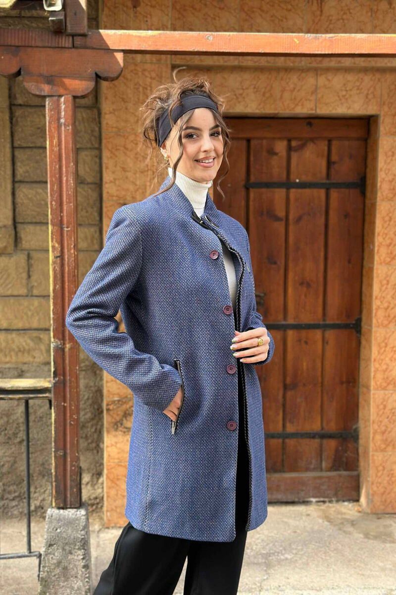 TEXTURED WOMEN COAT BLUE/BLU - 4