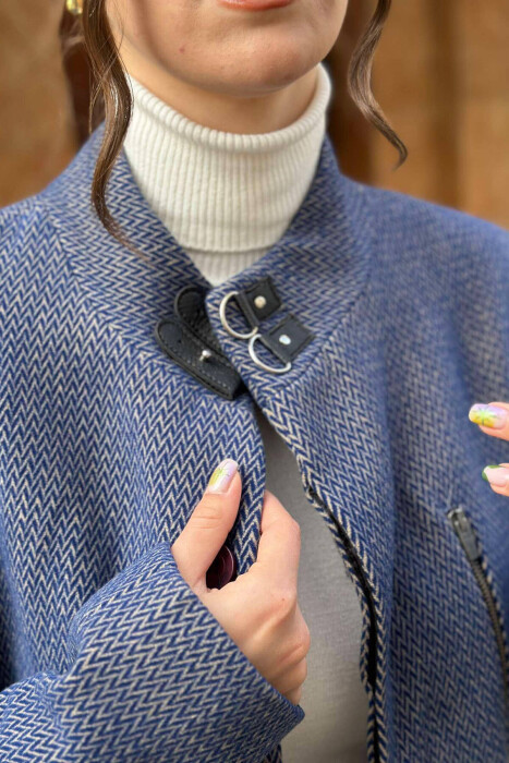 TEXTURED WOMEN COAT BLUE/BLU - 5