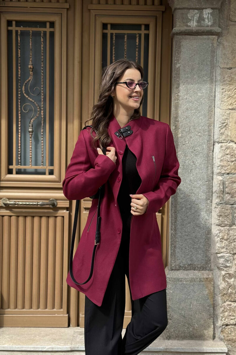 TEXTURED WOMEN COAT BURGUNDY/VISHNJE - 2