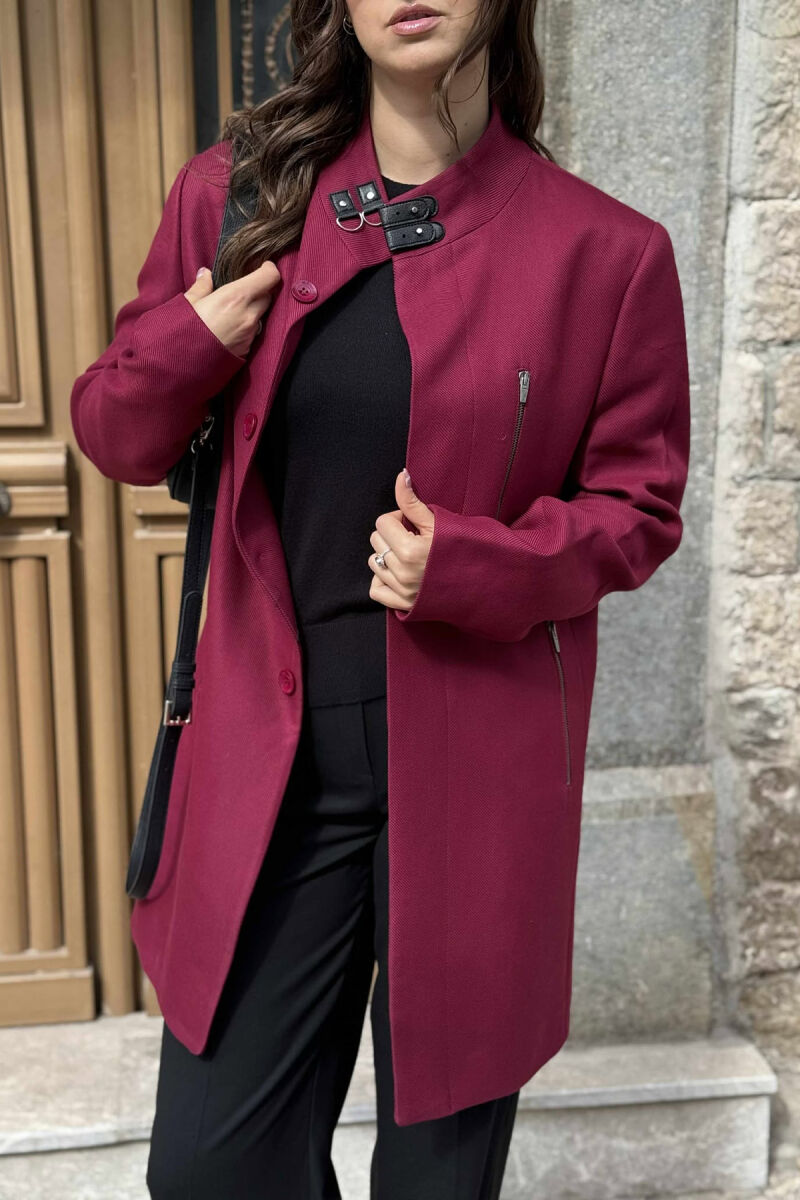 TEXTURED WOMEN COAT BURGUNDY/VISHNJE - 3