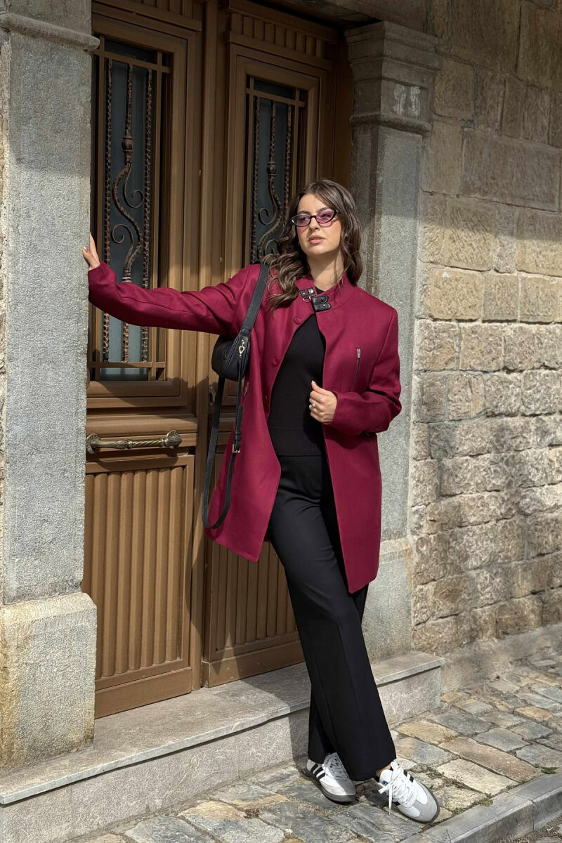 TEXTURED WOMEN COAT BURGUNDY/VISHNJE - 4