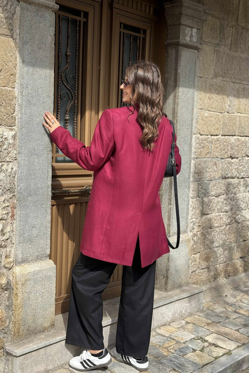 TEXTURED WOMEN COAT BURGUNDY/VISHNJE - 5