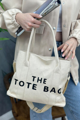 THE TOTE BAG ONE COLOR WOMAN BAG CREAM/KREM - 1