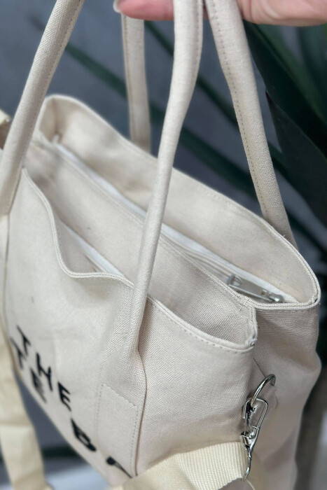 THE TOTE BAG ONE COLOR WOMAN BAG CREAM/KREM - 2