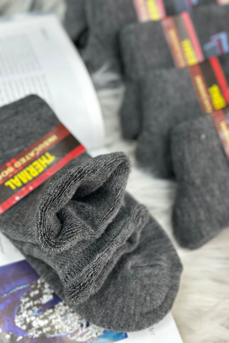 THERMAL MEN CREW SOCKS DARK GREY/GEE - 3