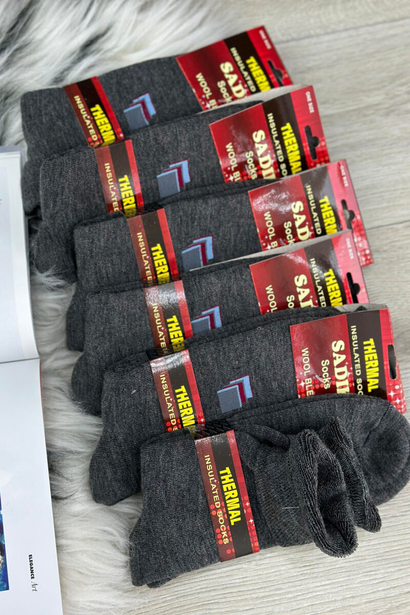 THERMAL MEN CREW SOCKS DARK GREY/GEE - 4