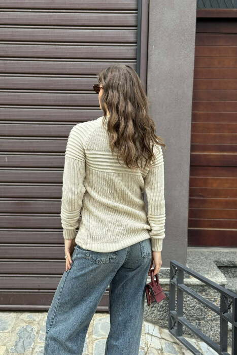 THICK SIMPLE WOMAN SWEATER BEIGE/BEZHE - 4