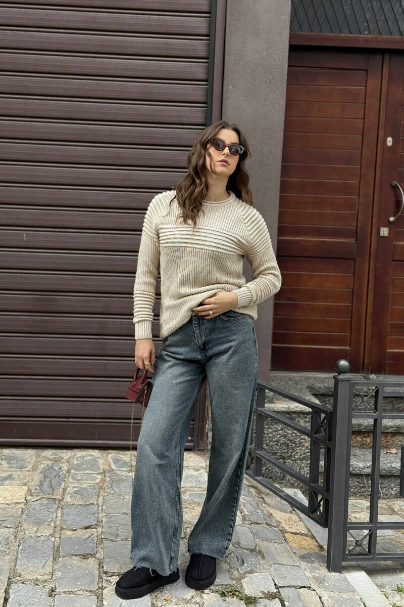 THICK SIMPLE WOMAN SWEATER BEIGE/BEZHE - 1