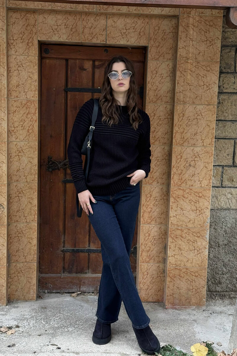 THICK SIMPLE WOMAN SWEATER BLACK/ E ZEZE - 1