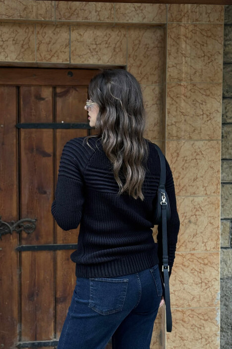 THICK SIMPLE WOMAN SWEATER BLACK/ E ZEZE - 3