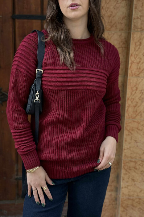 THICK SIMPLE WOMAN SWEATER BURGUNDY/VISHNJE - 4