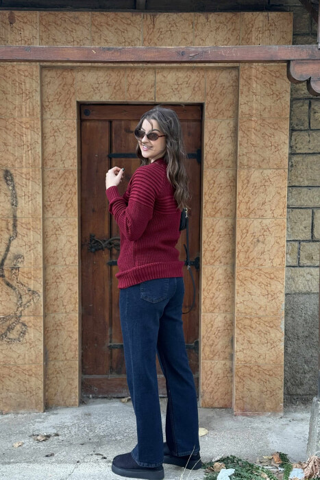 THICK SIMPLE WOMAN SWEATER BURGUNDY/VISHNJE - 3