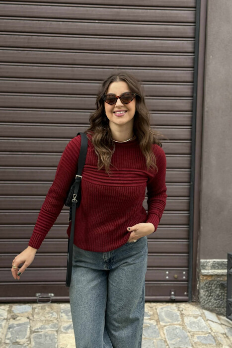 THICK SIMPLE WOMAN SWEATER DARK BURGUNDY/VISHNJE E ERRET - 2