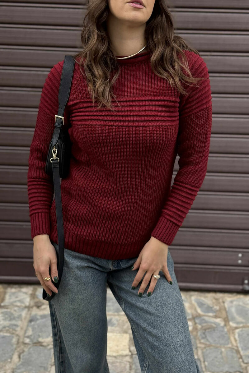 THICK SIMPLE WOMAN SWEATER DARK BURGUNDY/VISHNJE E ERRET - 4