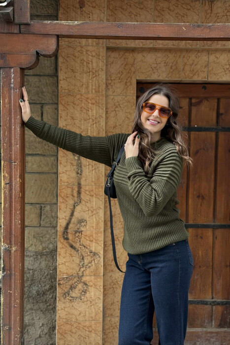 THICK SIMPLE WOMAN SWEATER DARK GREEN/JEE - 2