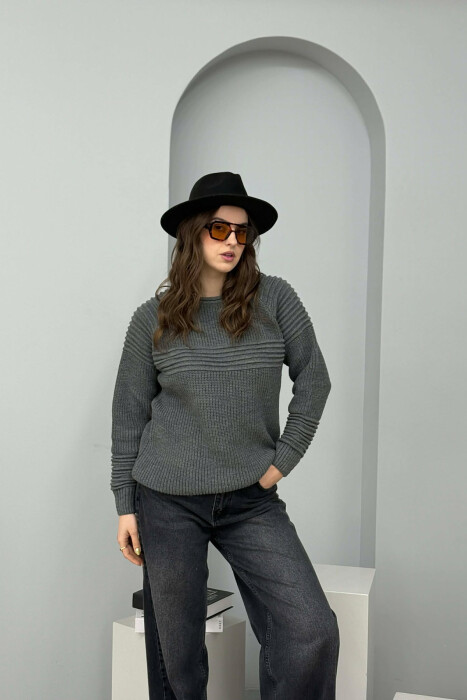 THICK SIMPLE WOMAN SWEATER DARK GREY/GEE - 1