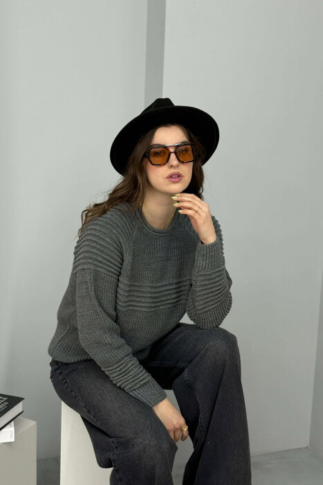 THICK SIMPLE WOMAN SWEATER DARK GREY/GEE - 2